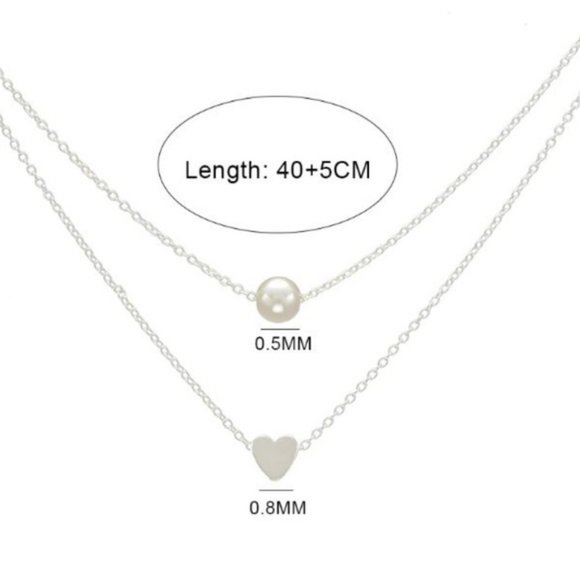 Dainty Layered Heart and Pearl Necklace - Picture 6 of 8